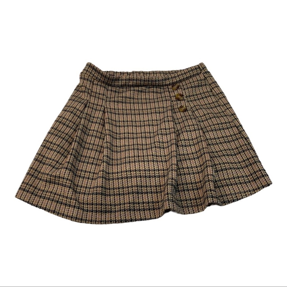 Knitworks Brown and Black Checkered Mini Skirt